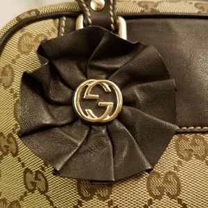 Auth. Gucci Trophy Canvas Small Tote Bag